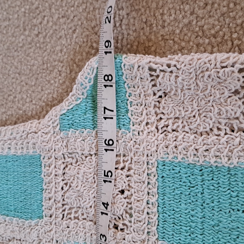 AZ Crochet Vest and Skirt Set in Cream and Turquoise - Picture 5 of 8